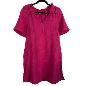 Old‎ Navy Women’s Pink Cotton Boho Dress Sz S Lightweight Split Neck